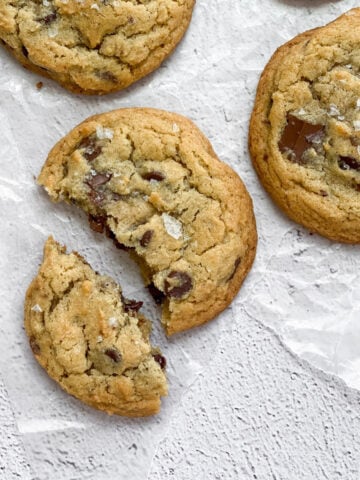 salted chocolate chunk cookie broke in half.