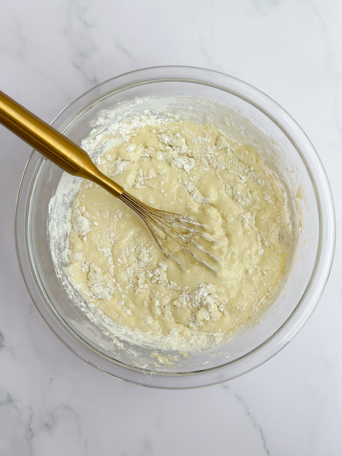 mixing in the flour