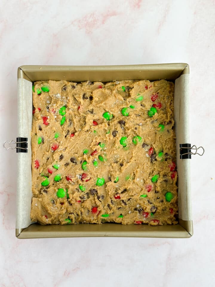 chewy christmas blondies before baking.
