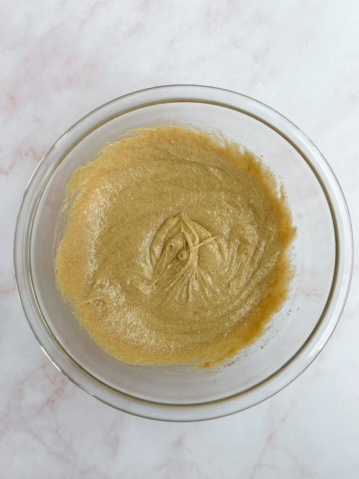 wet ingredients mixed together.