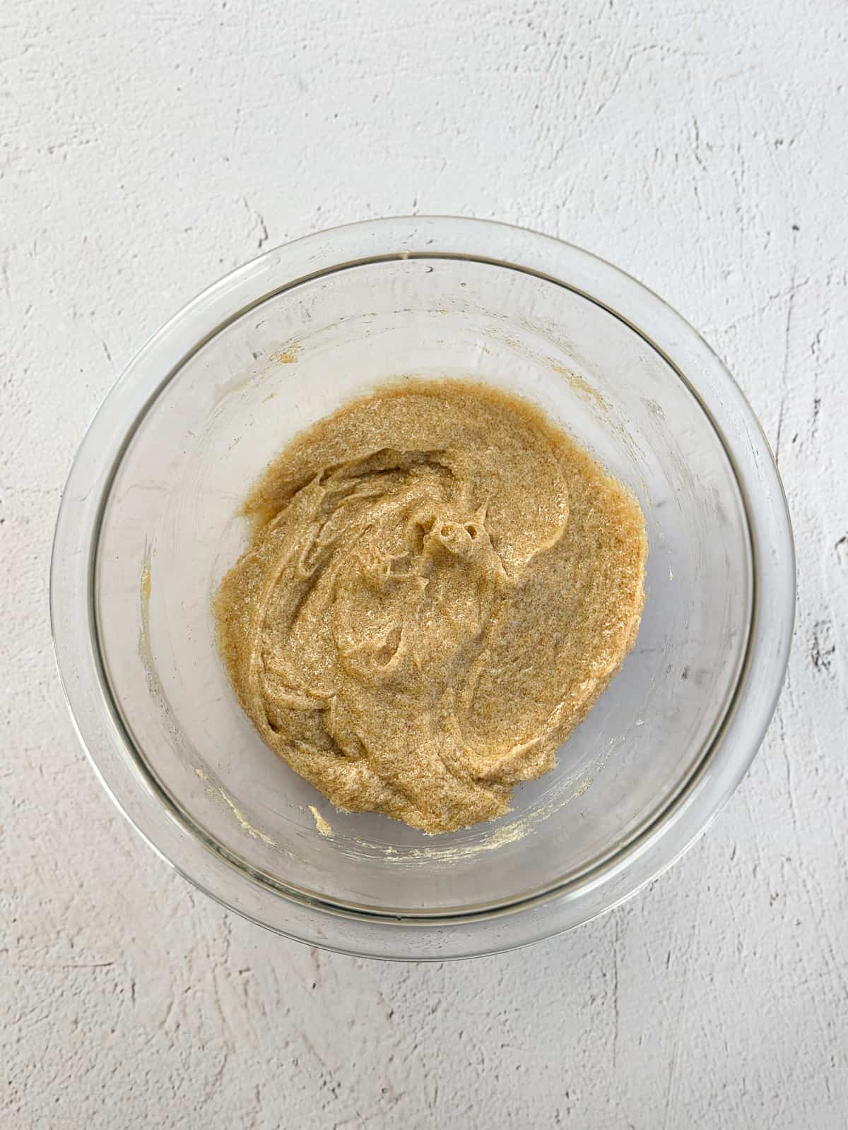 butter and sugars mixed together.