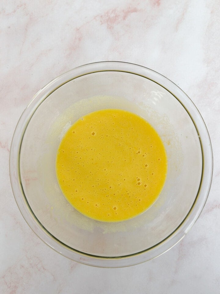 The wet ingredients mixed together.