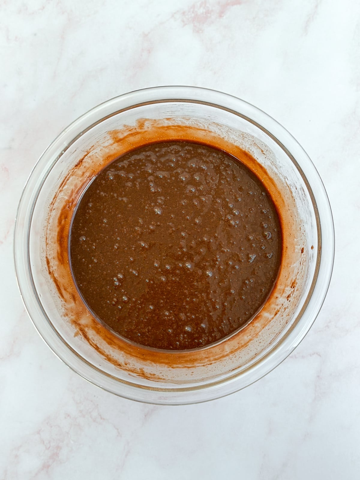 the cake batter after adding the water.