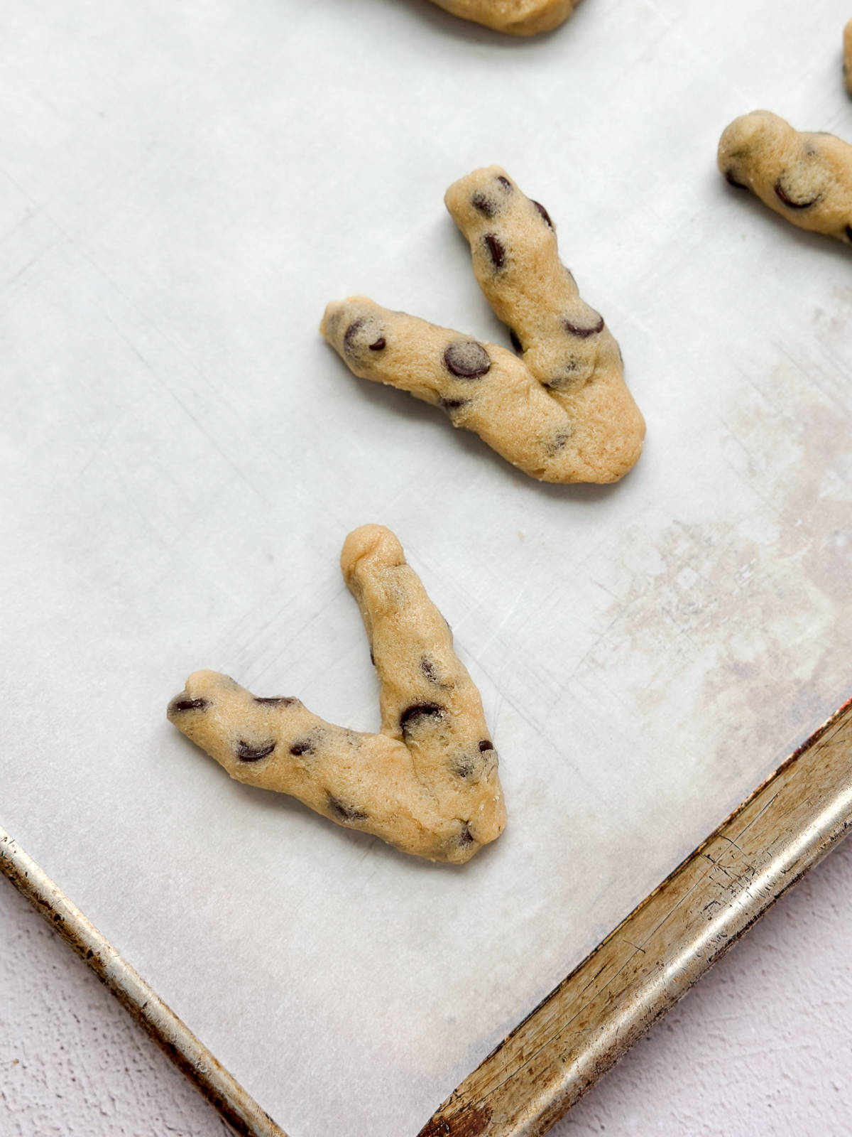Cookies shaped into a V.