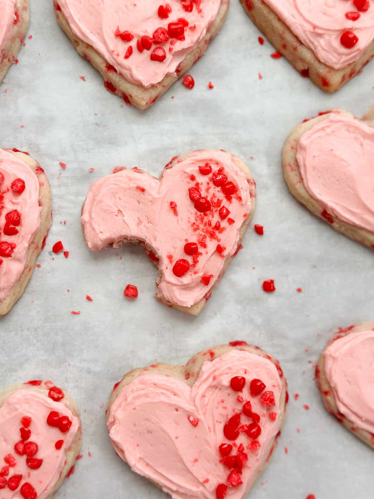 a bite out of a red hot cookie.