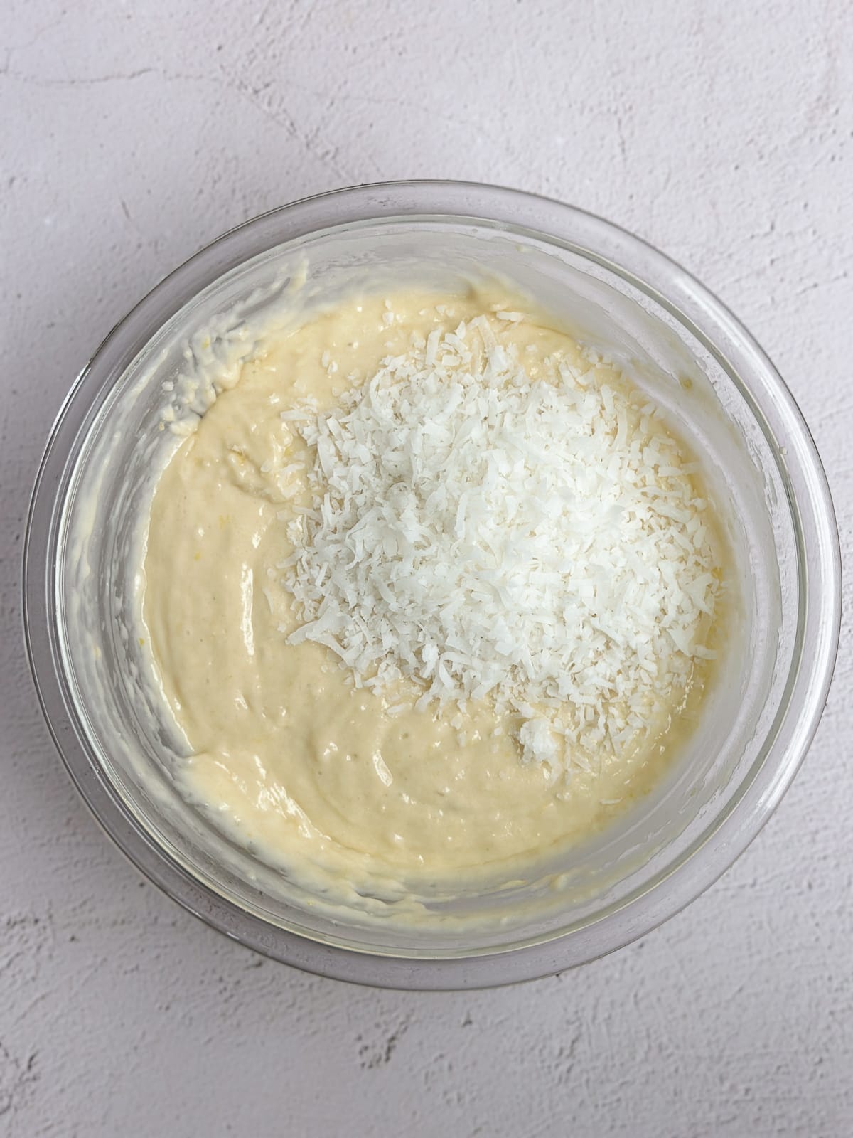 dry ingredients added and mixed. Coconut added.