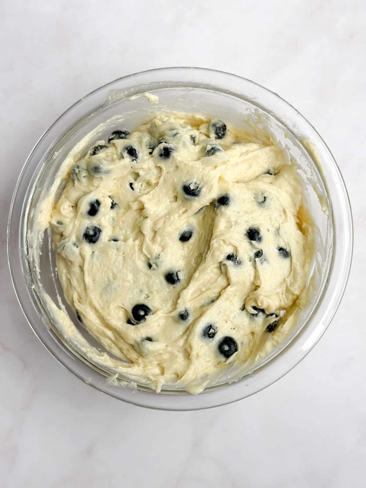 batter with the blueberries.