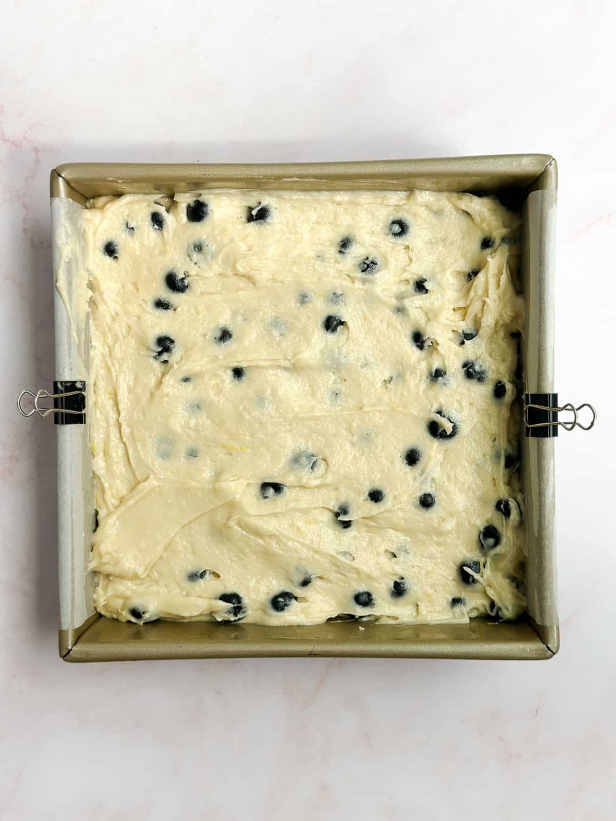 batter added to the baking pan.