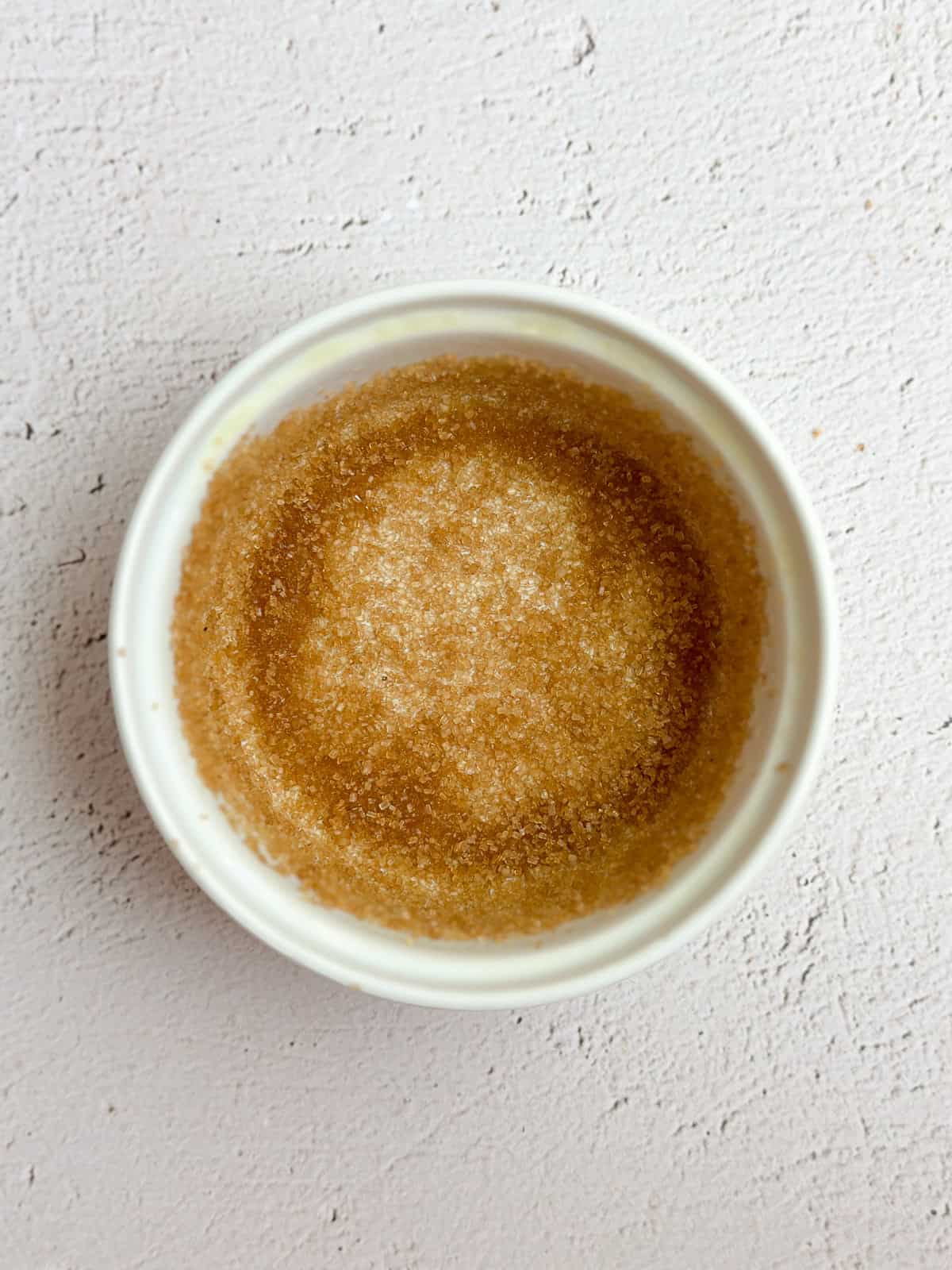 turbinado sugar inside ramekin.