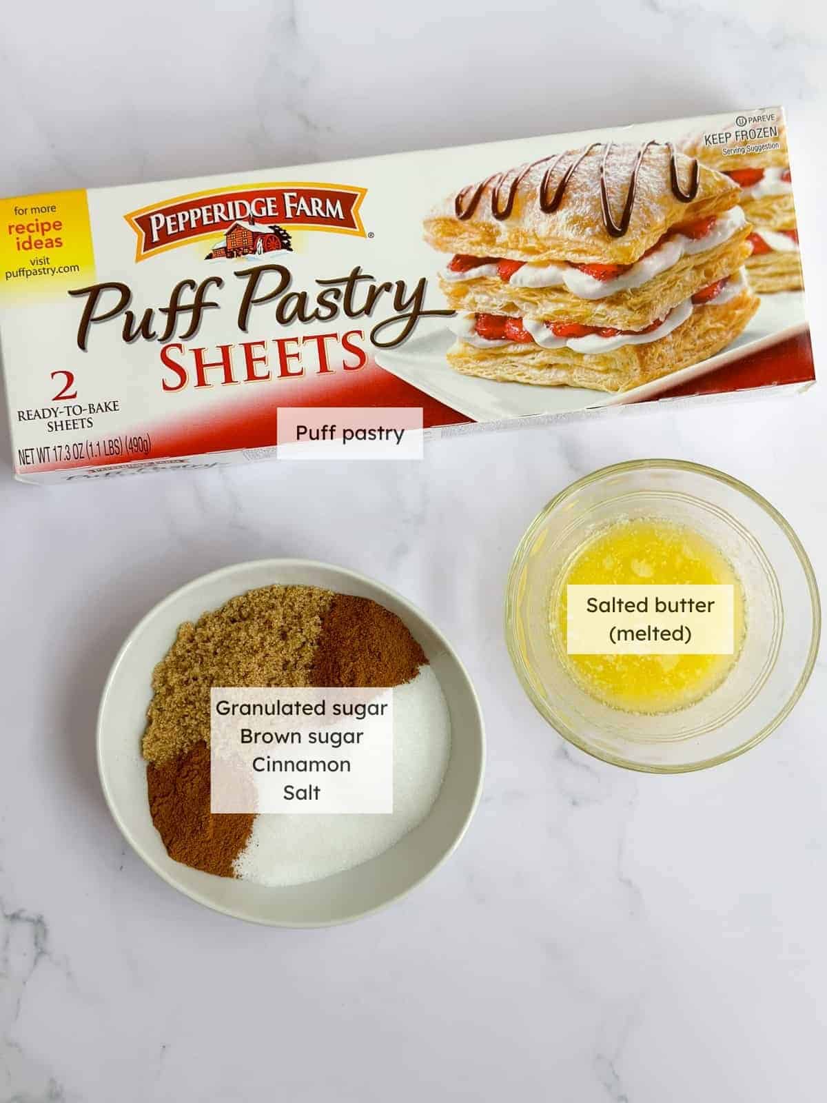 All the ingredients needed to make cinnamon twists.