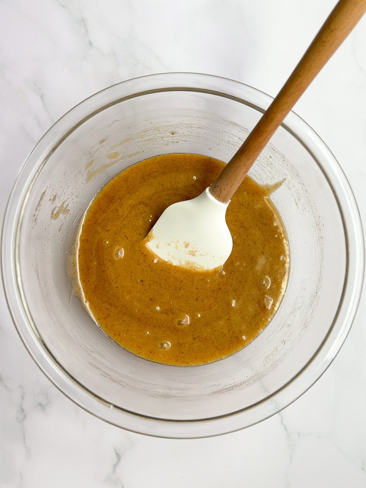 wet ingredients mixed together.