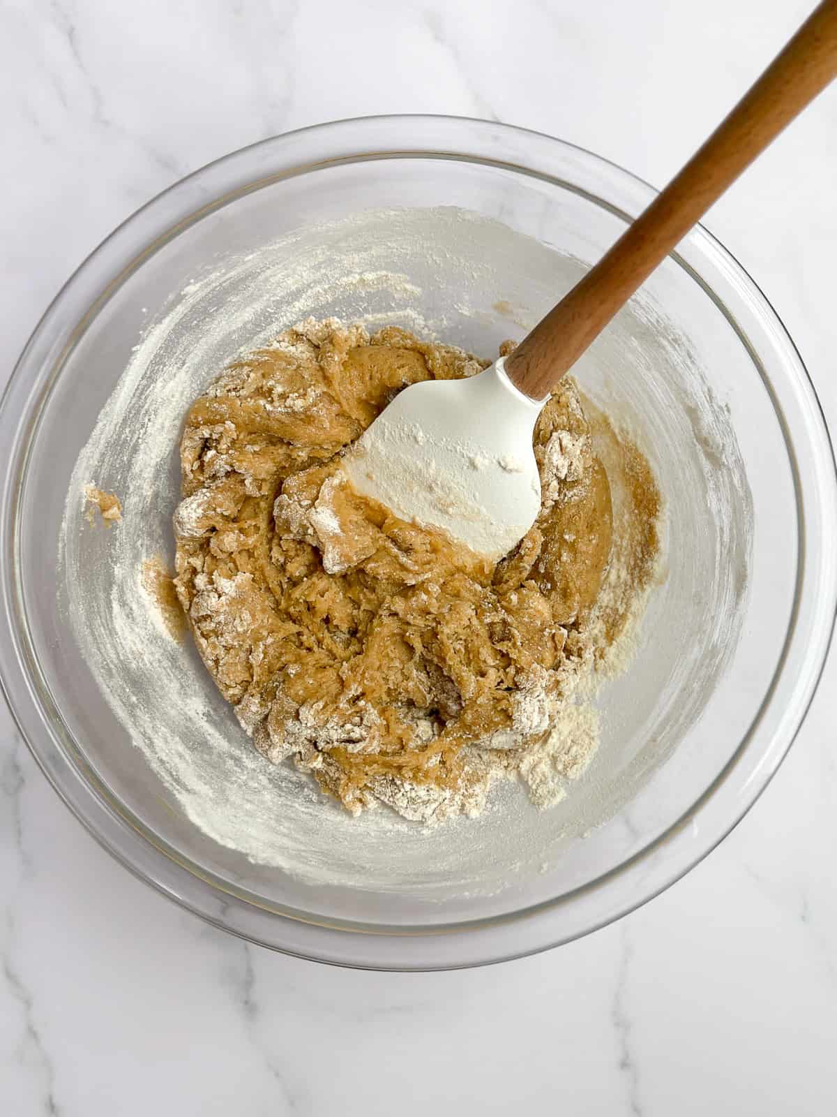 adding in the dry ingredients.