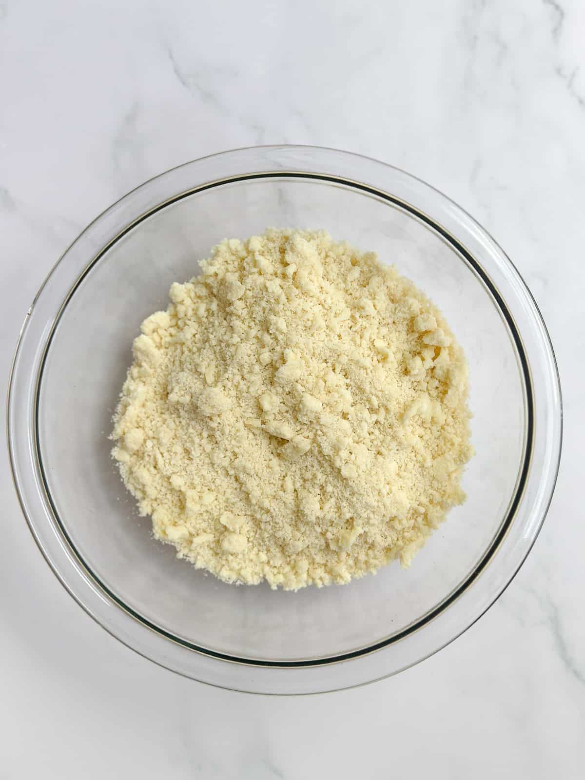 shortbread crust ingredients mixed together.