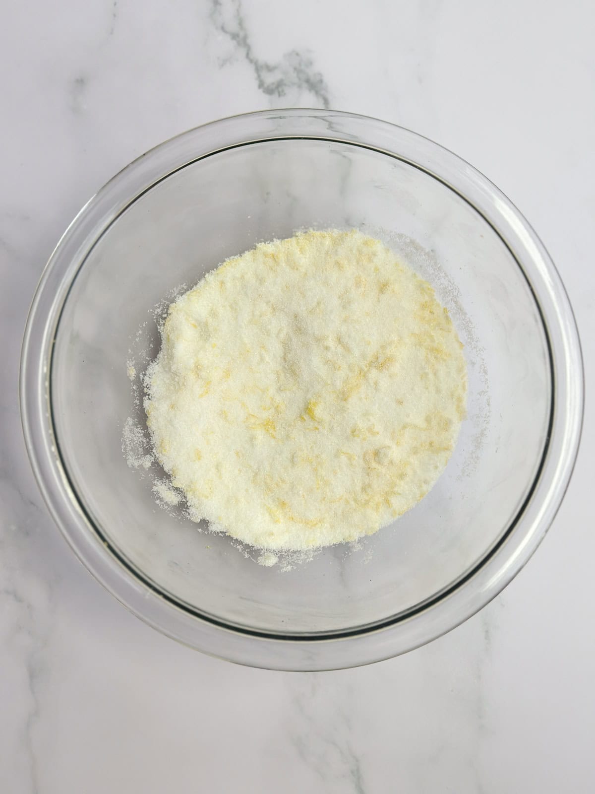 sugar and lemon zest mixed together.