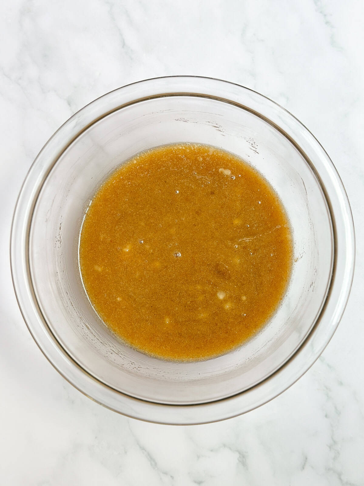 all the wet ingredients mixed together in a bowl.