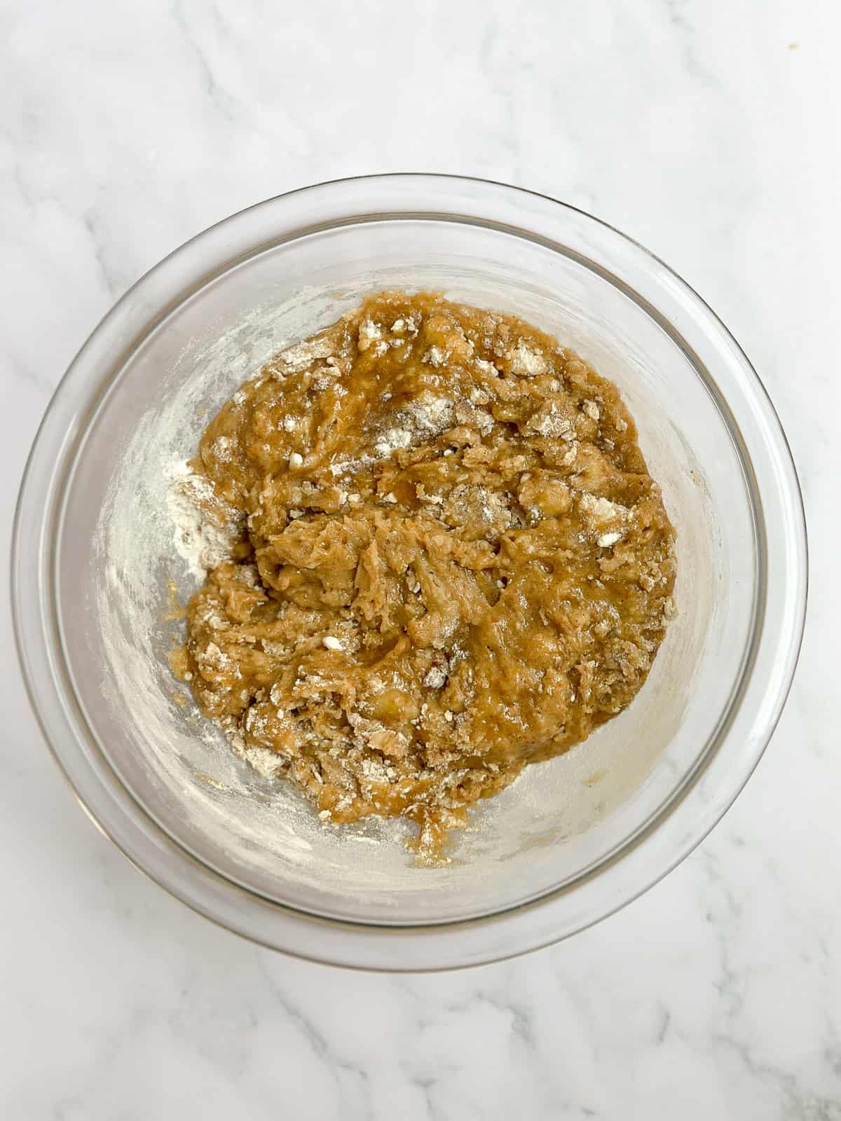 adding in the dry ingredients.