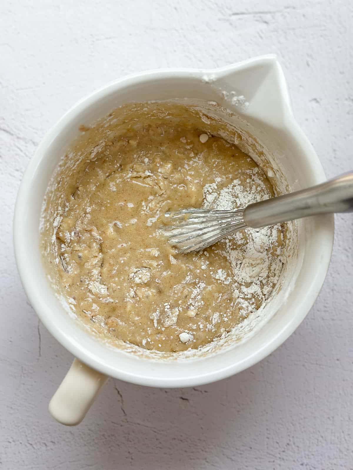 mixing in the dry ingredients.