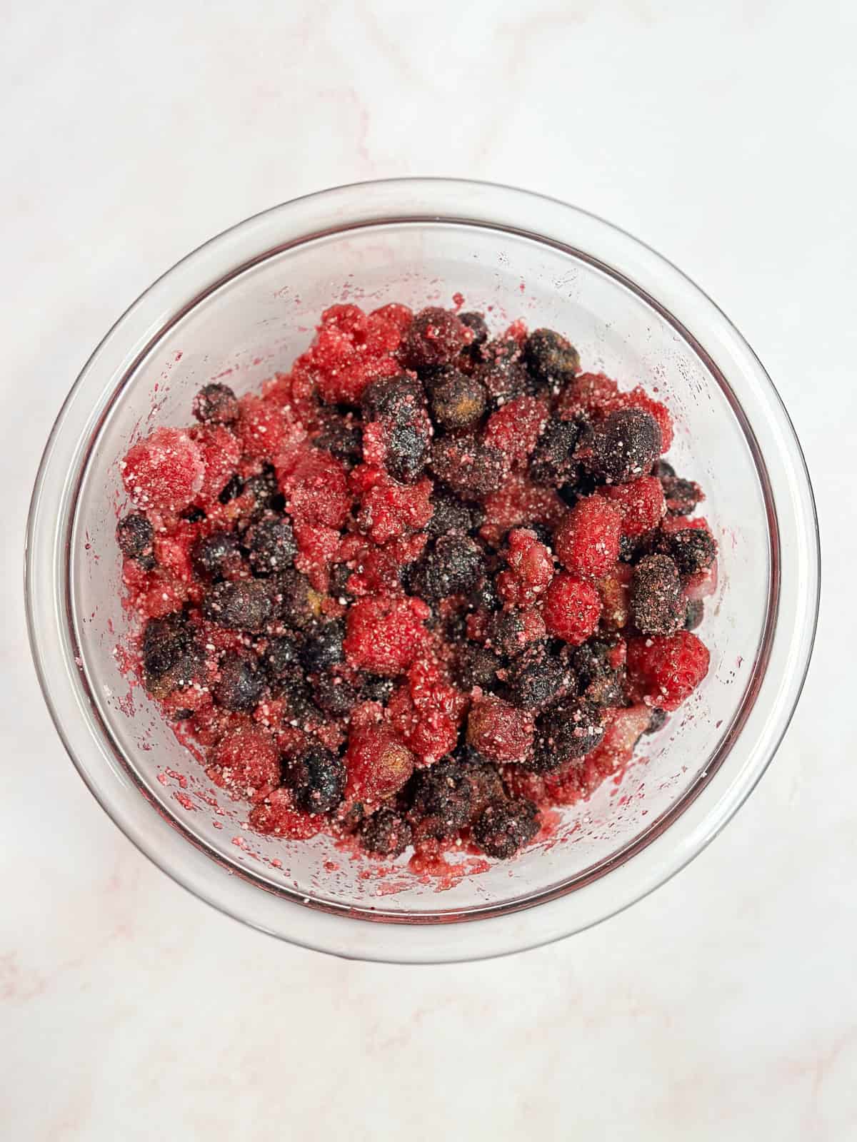 berries mixed with other ingredients for the bottom.