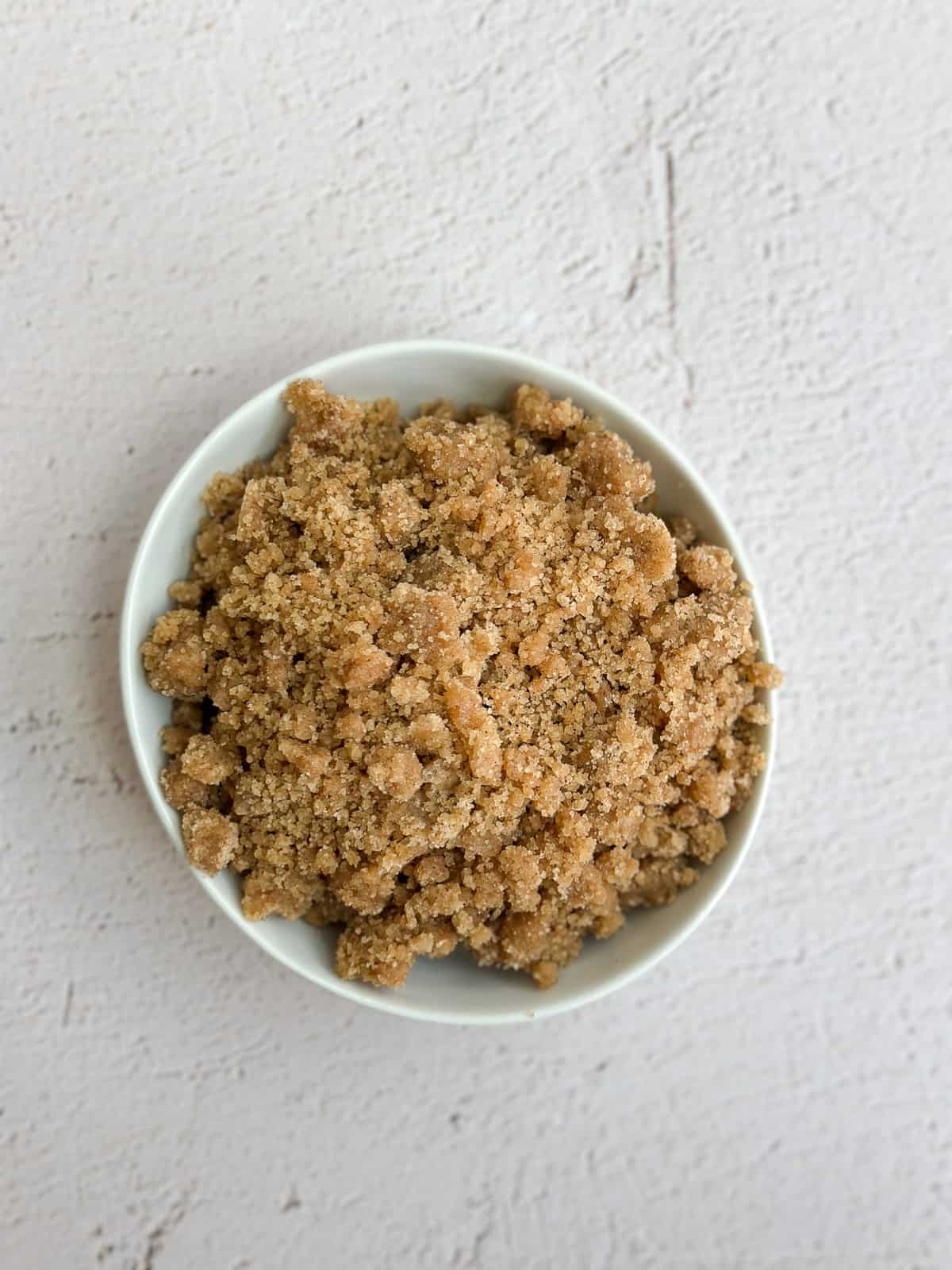 crumb topping in a bowl.