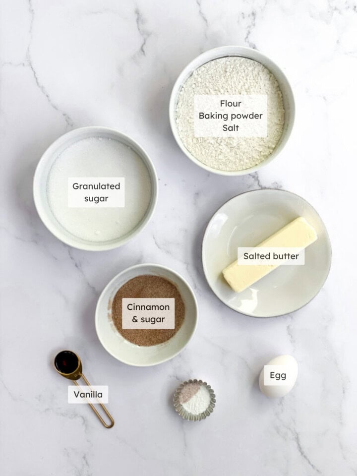 All the ingredients needed to make snickerdoodles with no cream of tartar.