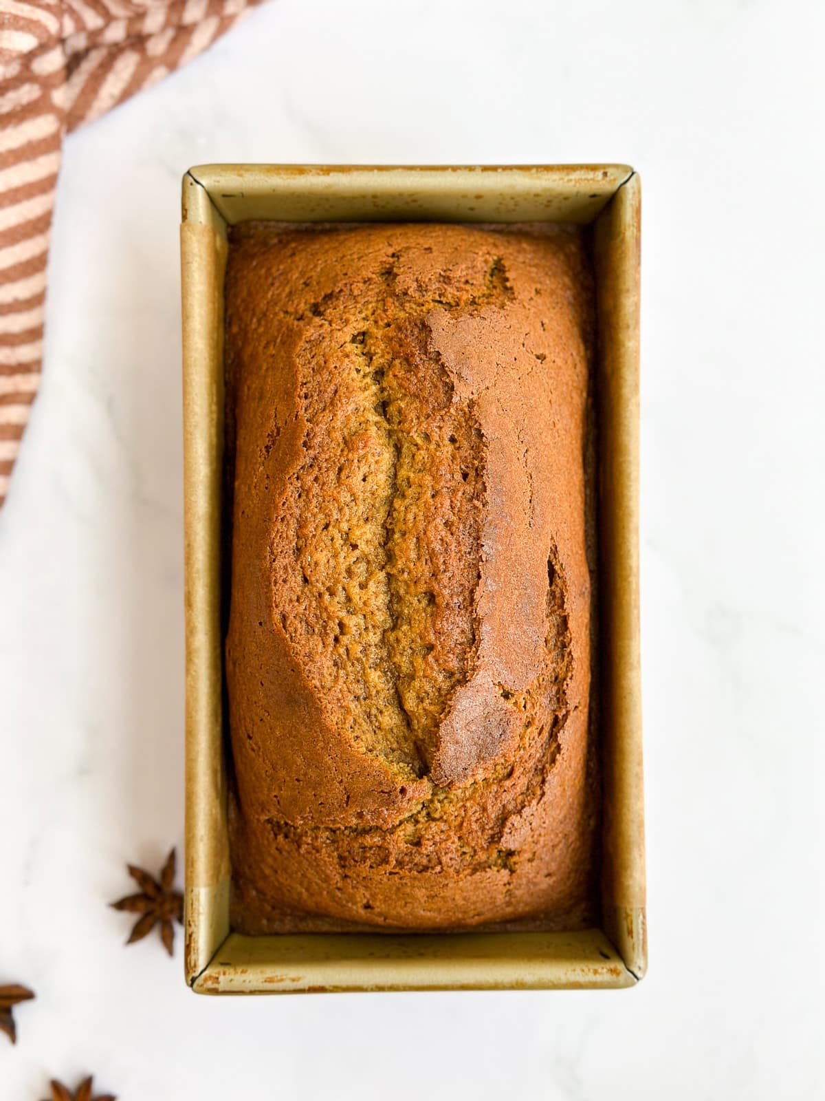 the pumpkin bread when it's done baking.