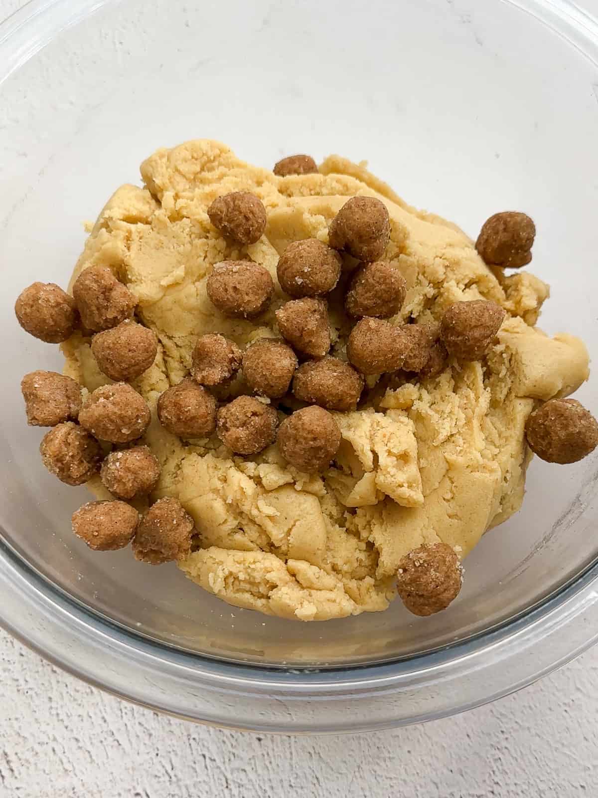 cinnamon roll bits added to the cookie dough.