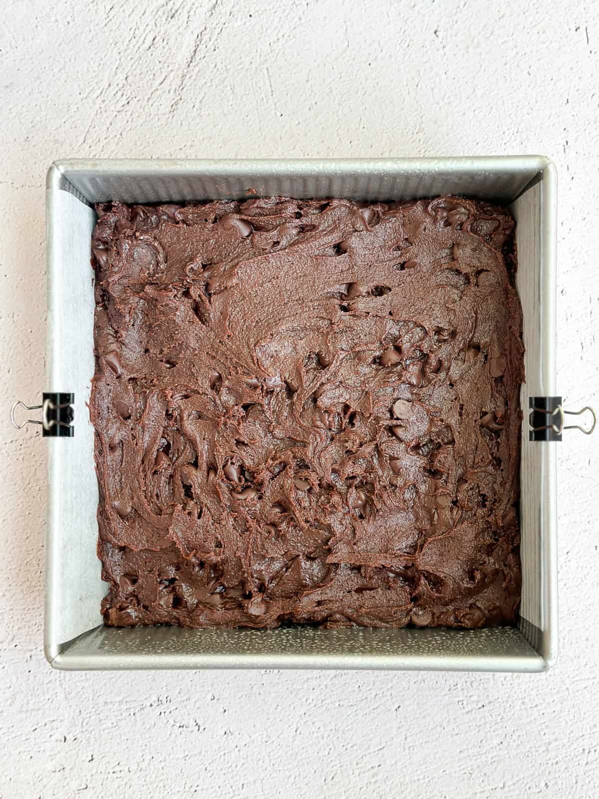 double chocolate cookie bars before baking.