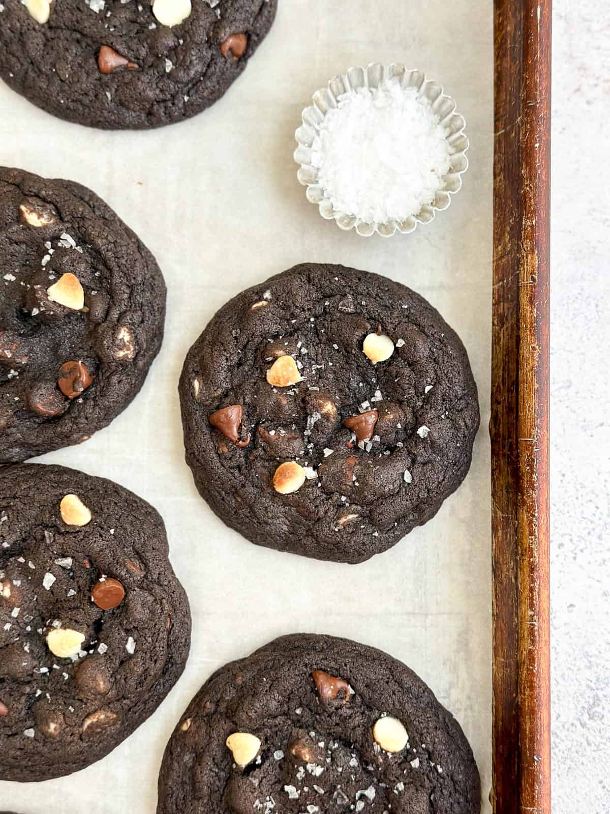 a close up of cookies with salt.