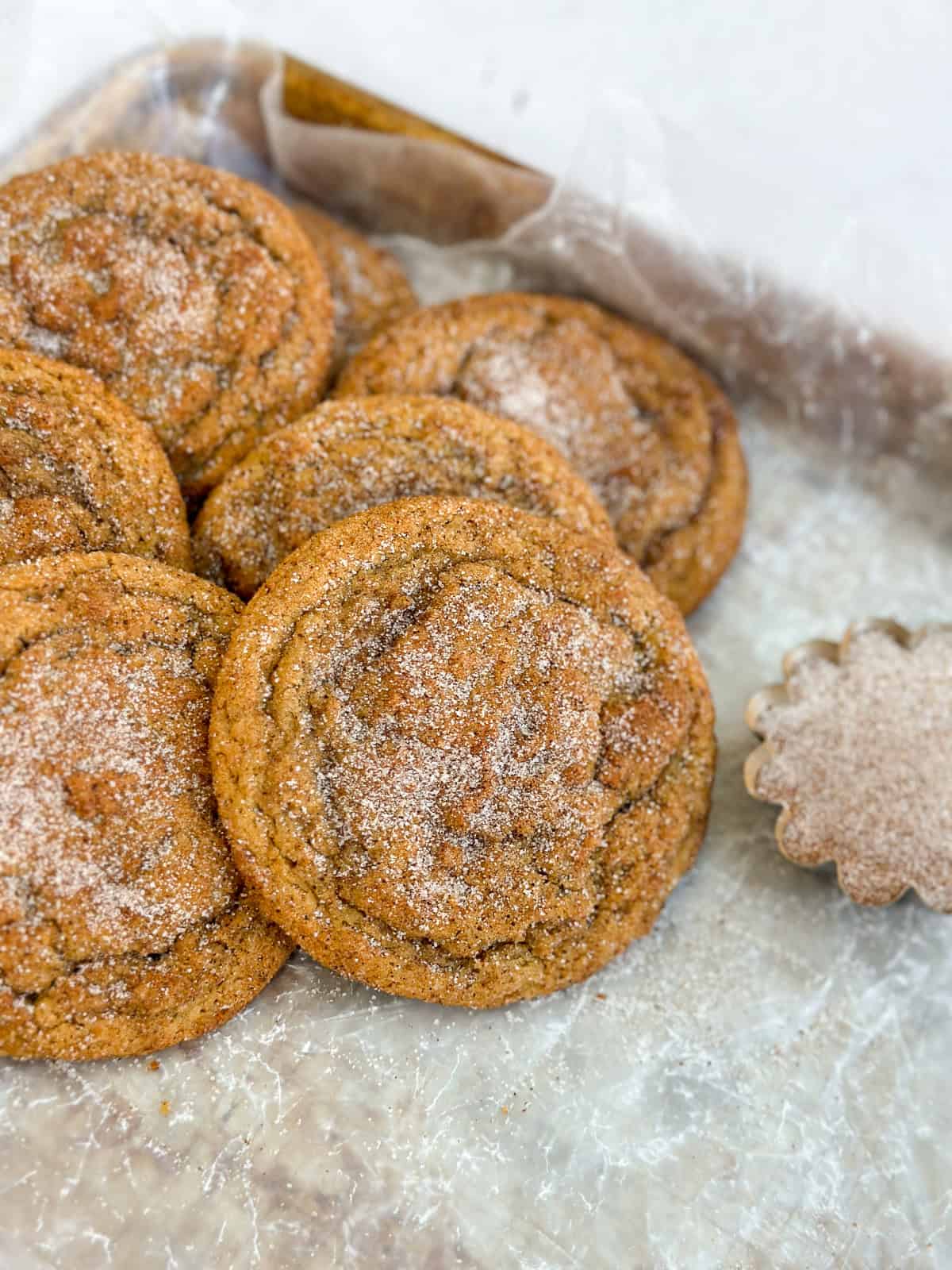 a side view of some gingerbread snickerdoodles.