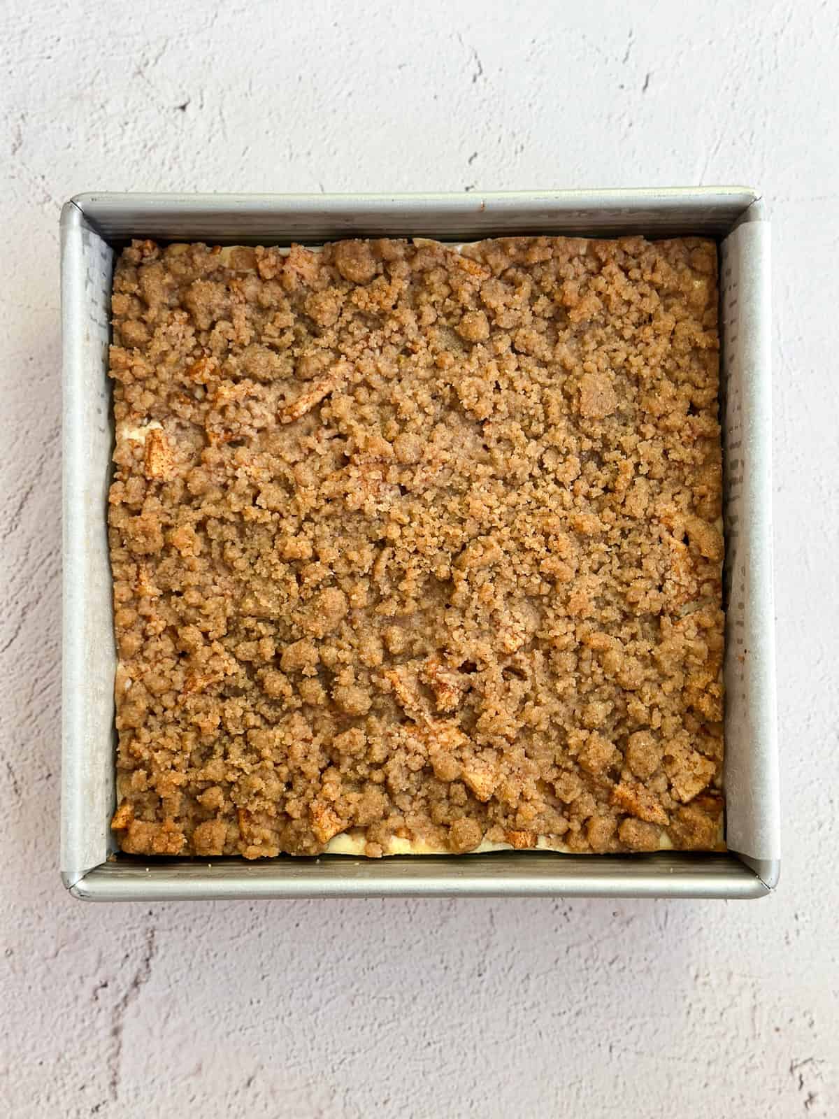 apple crumble cheesecake bars when they're done baking.