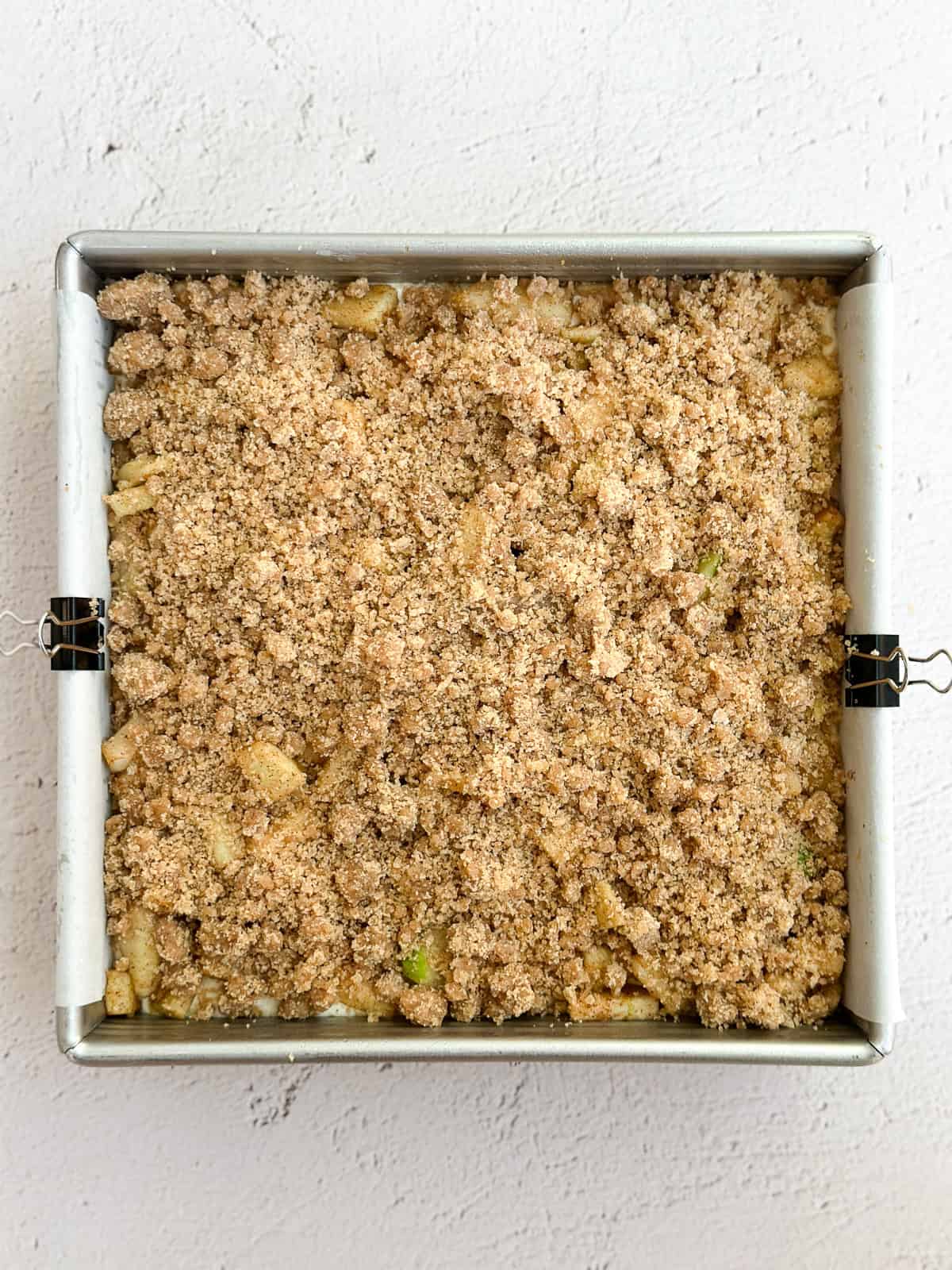 cheesecake bars right before baking.