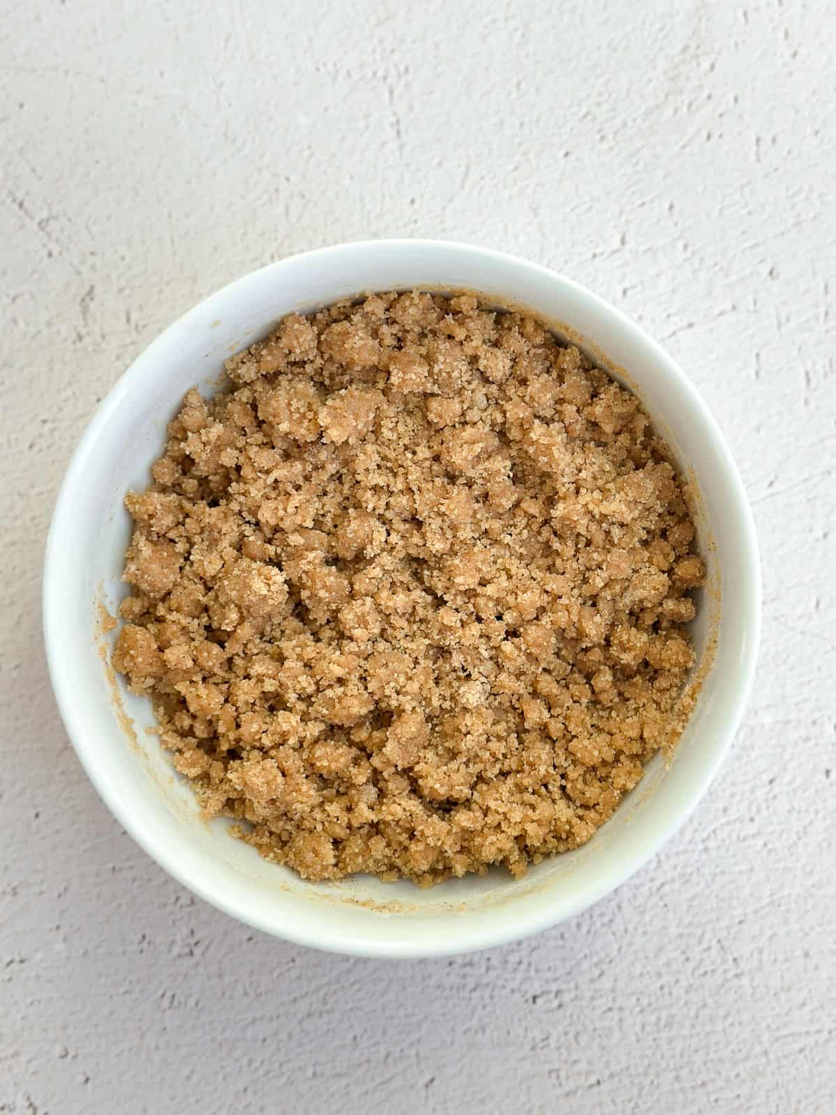 crumble topping in a bowl.