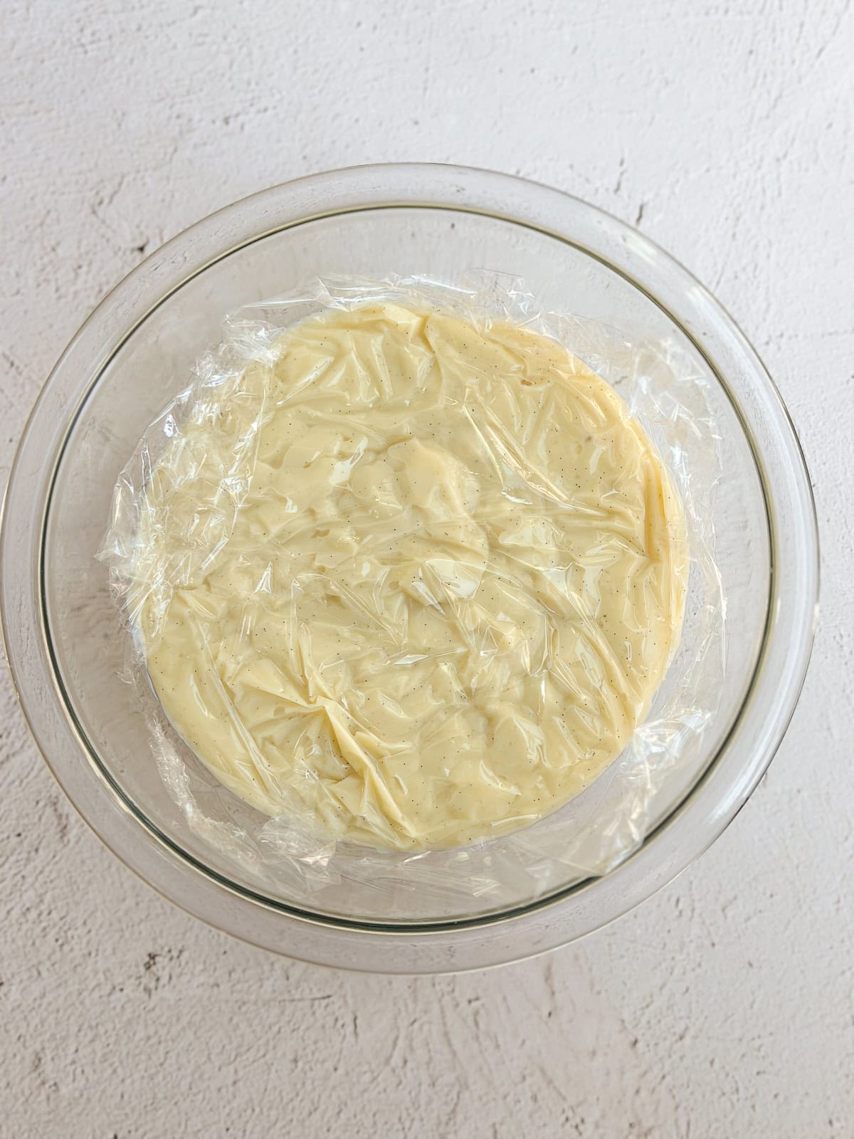 the filling in a bowl cooling.
