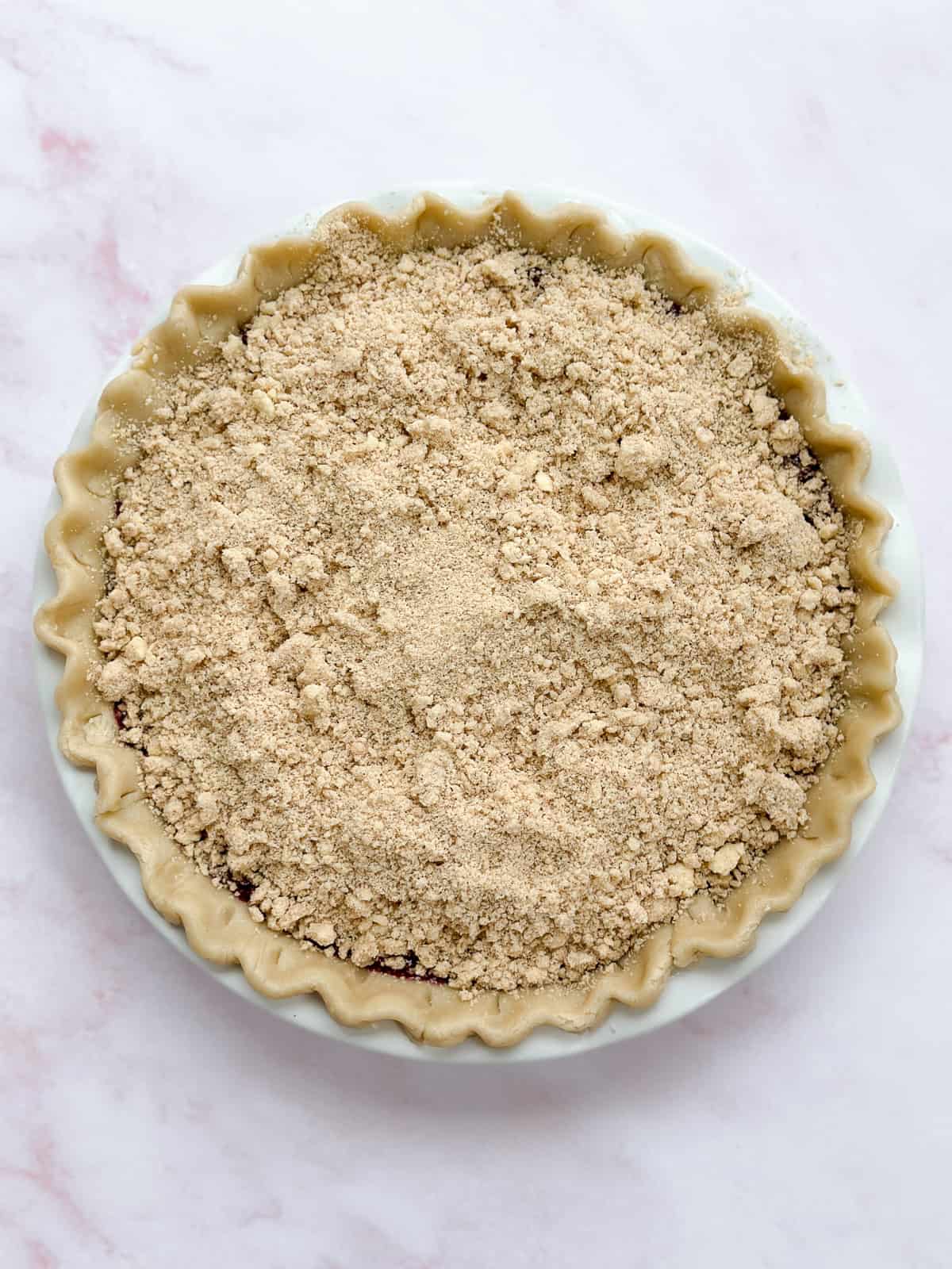 the whole pie right before baking.