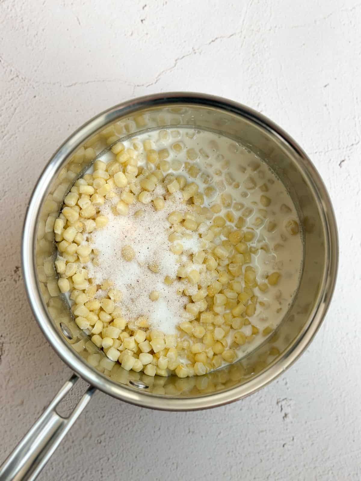 all the ingredients added to the saucepan.