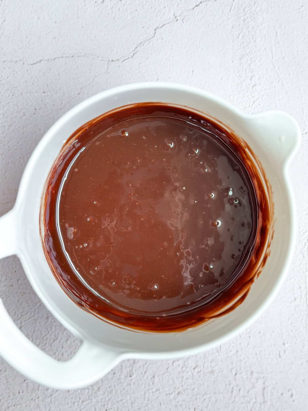 chocolate ganache in a bowl.