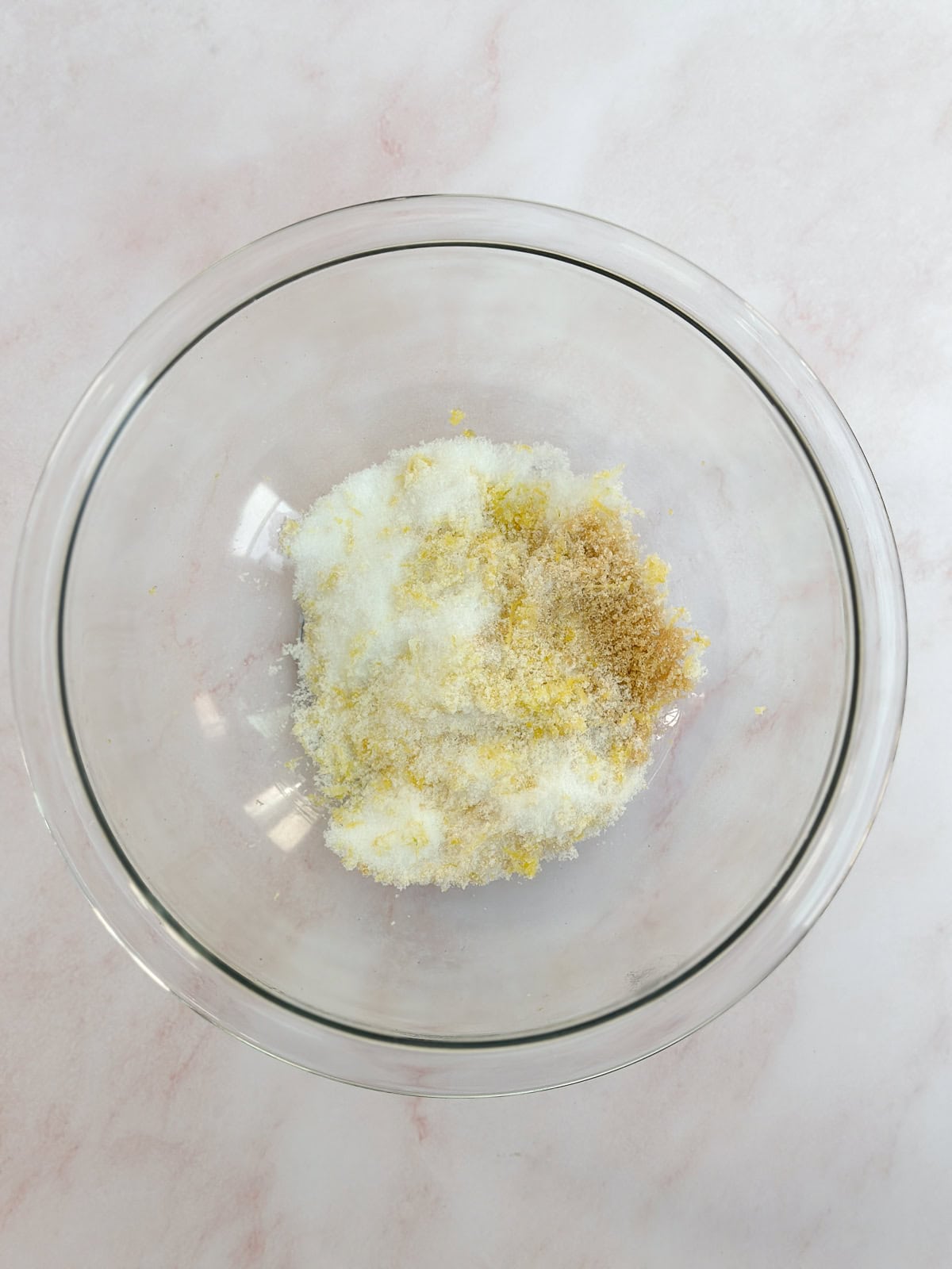 sugars and lemon zest after rubbing together.