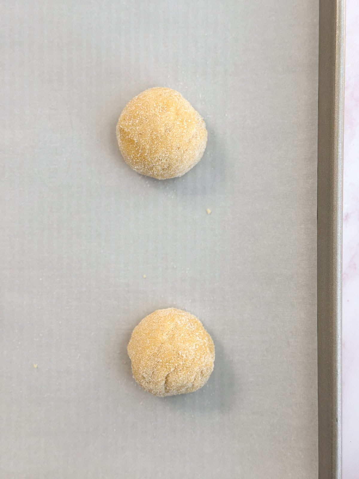 cookie dough balls before baking.