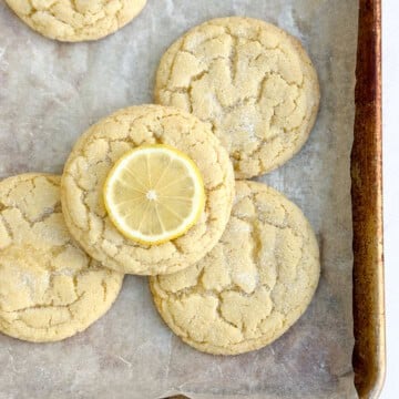 small batch lemon cookies on a baking sheet.