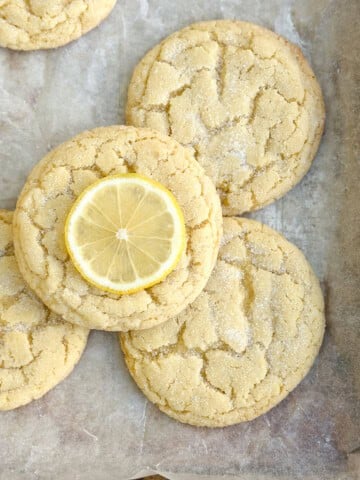 small batch lemon cookies on a baking sheet.