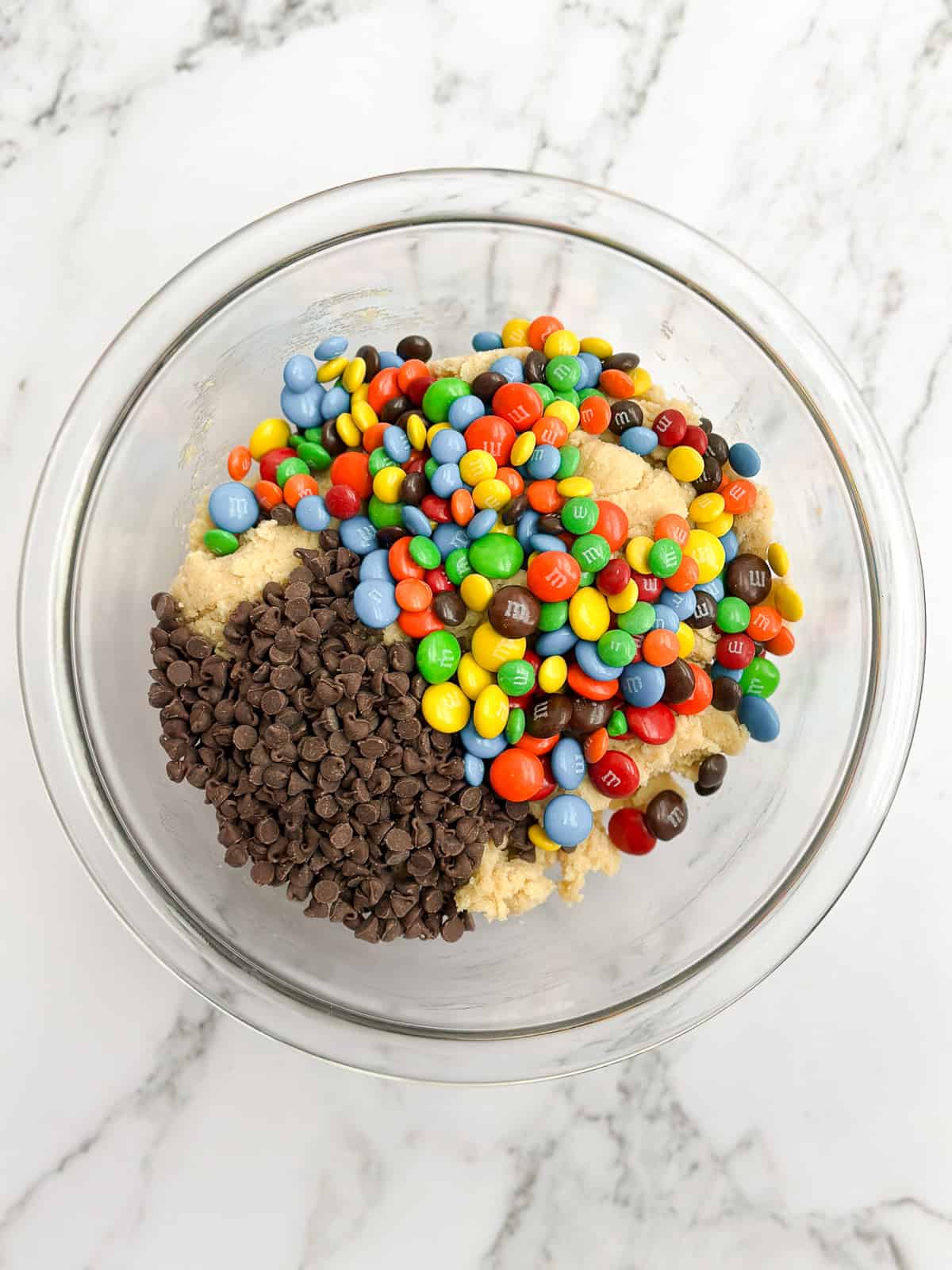 chocolate chips and m&m's.