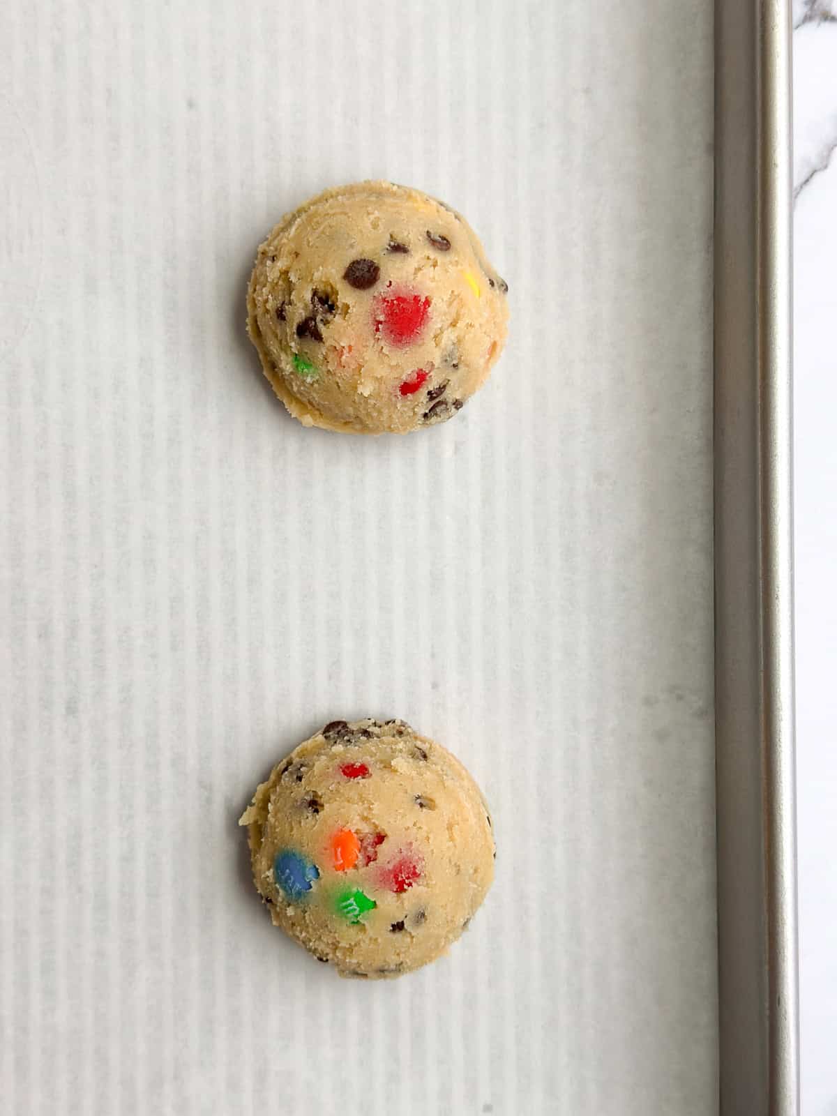 cookie dough before baking.