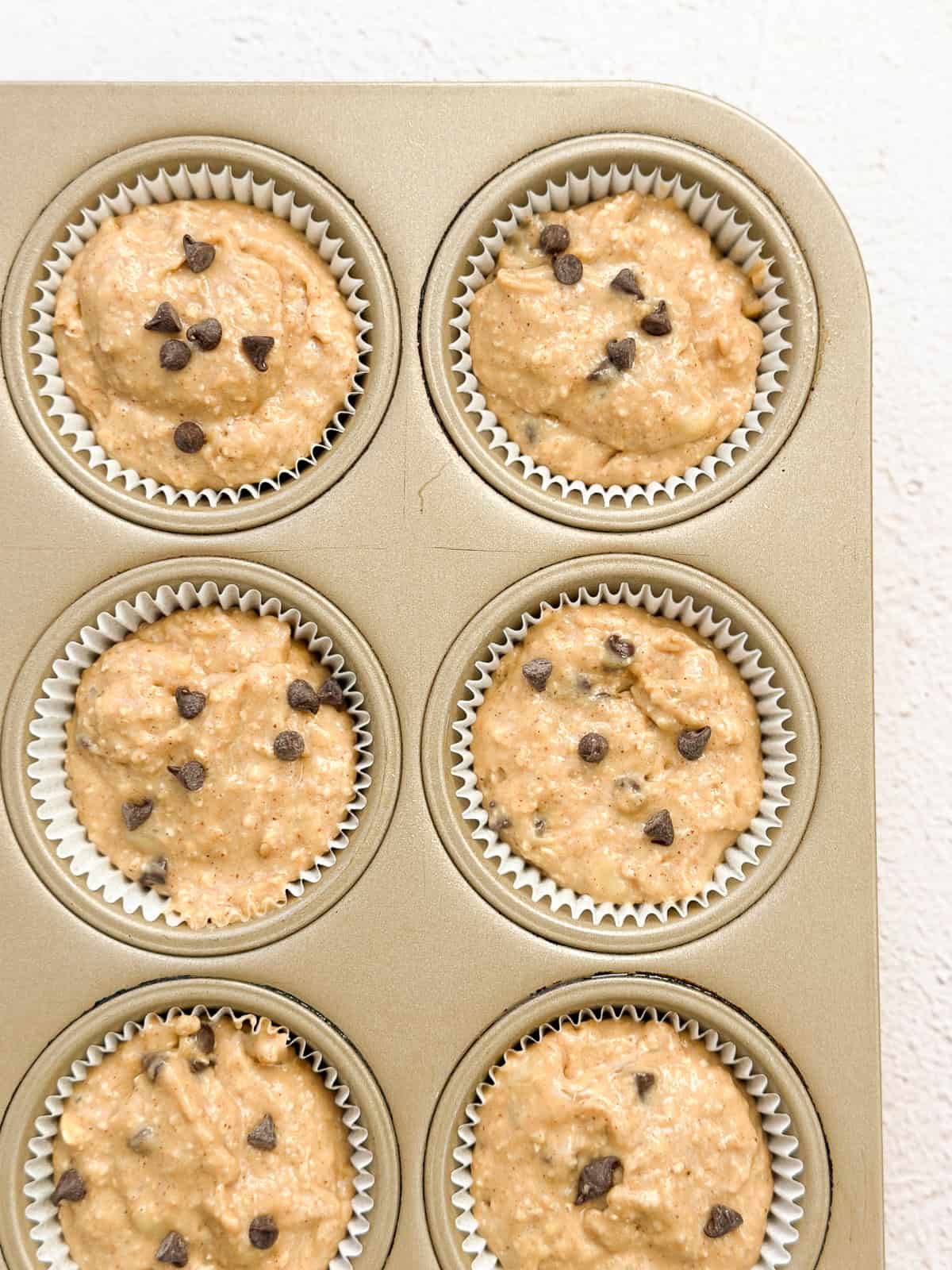 muffin batter in the muffin pan before baking.
