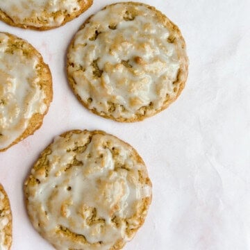 small batch oatmeal cookies in a row.