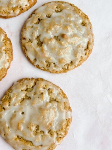 small batch oatmeal cookies in a row.