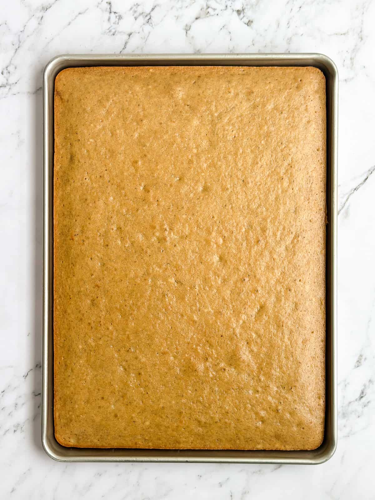 sheet cake after baking.