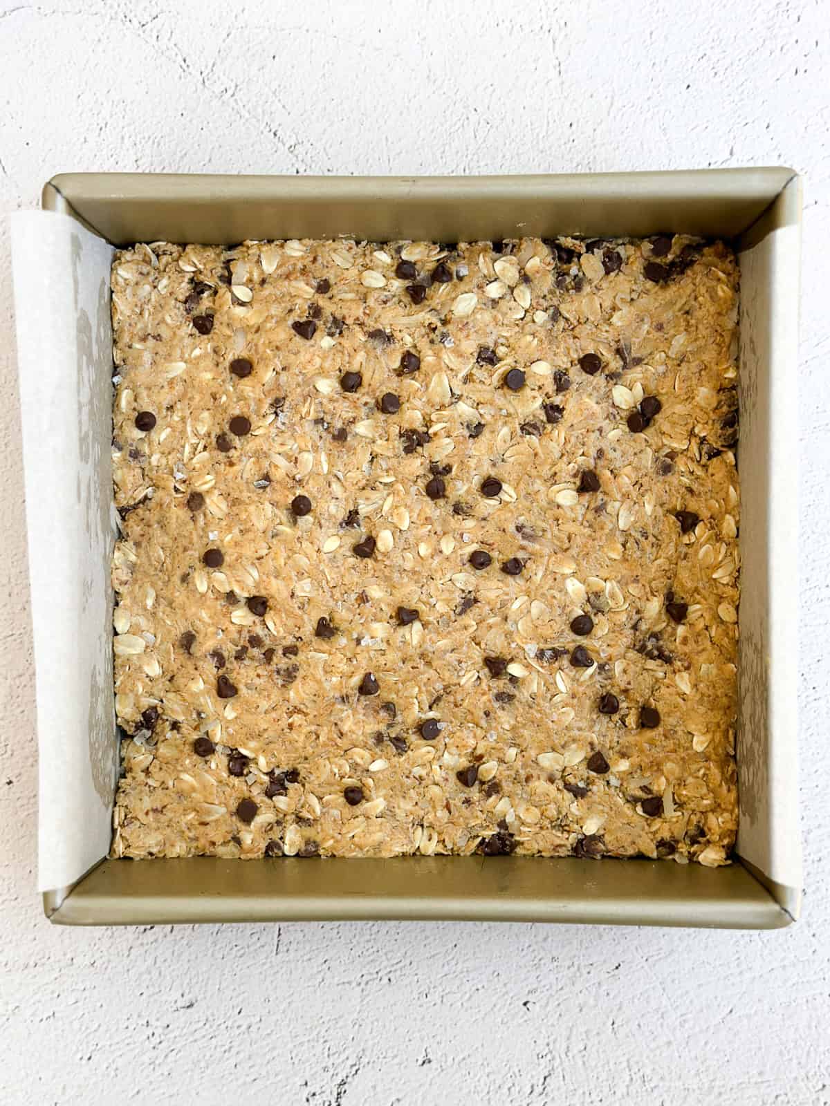 bars pressed into the pan.