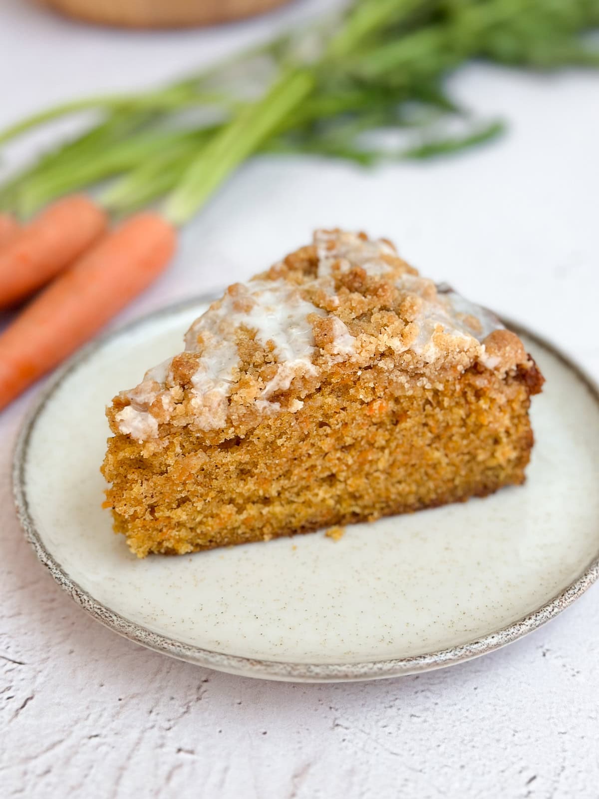 a side view of a slice of cake to see the inside texture.