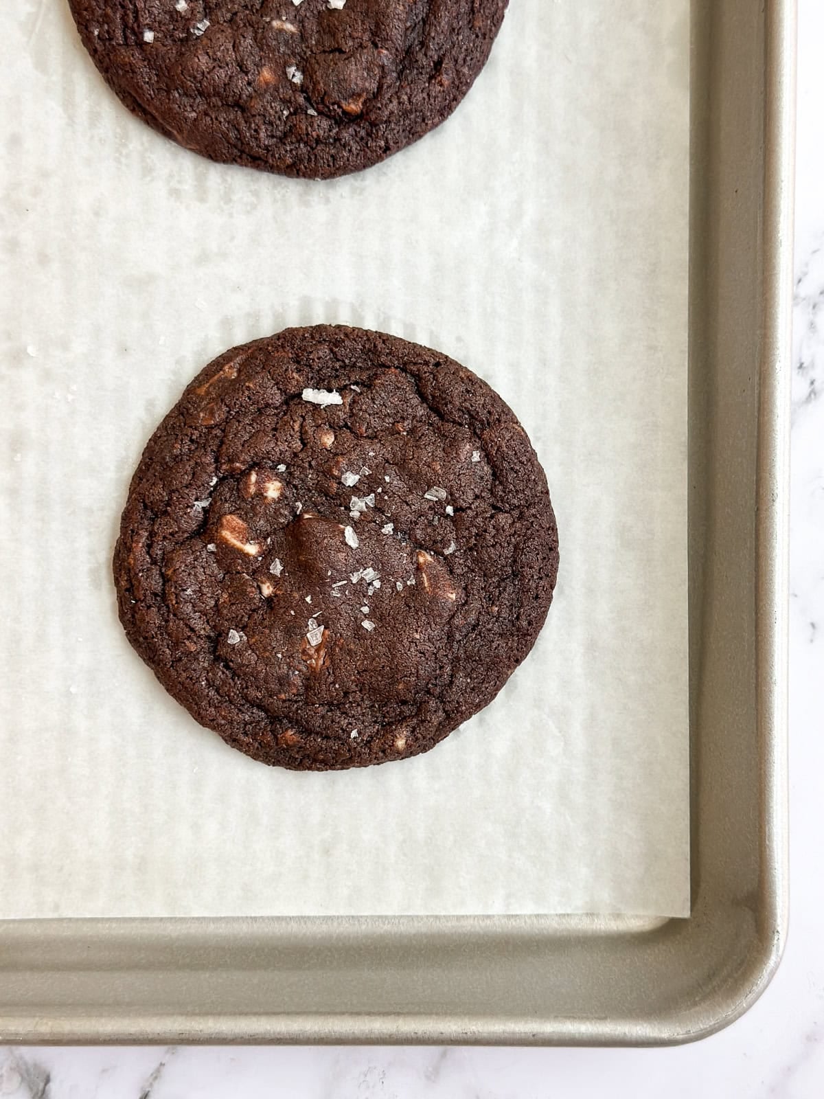 the triple chocolate cookies right after baking.