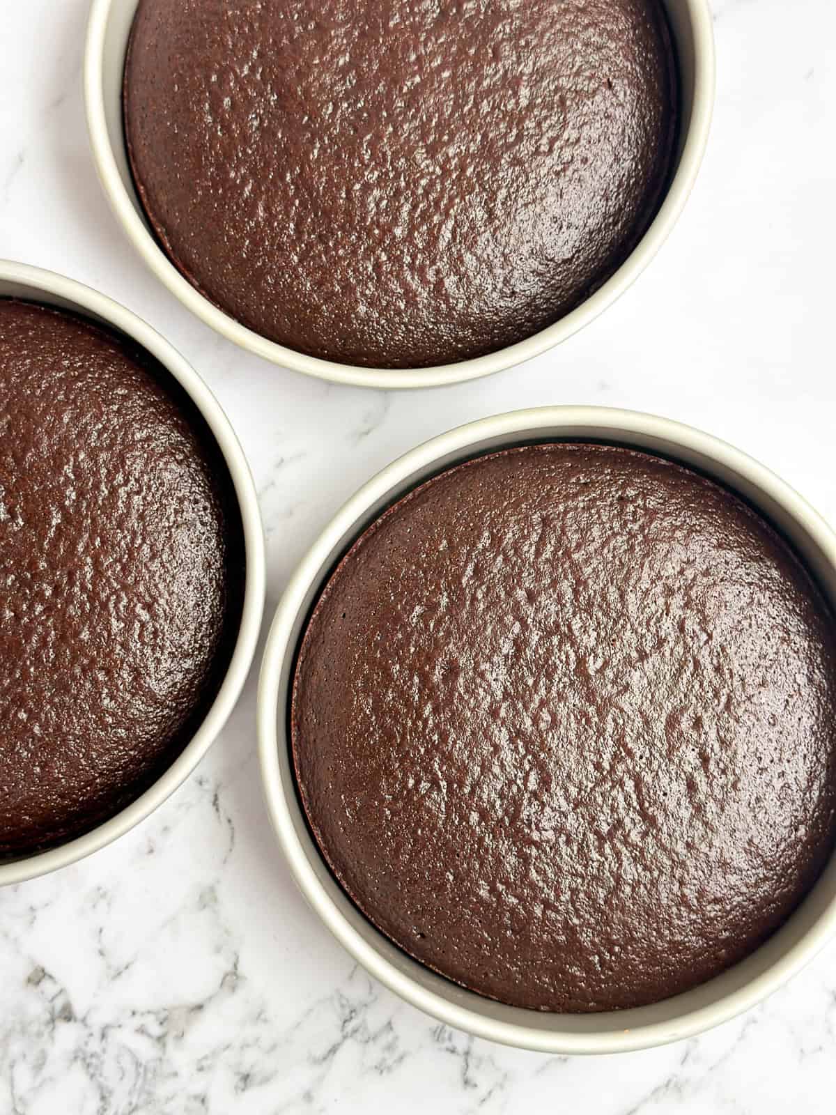 3 cake layers after baking.